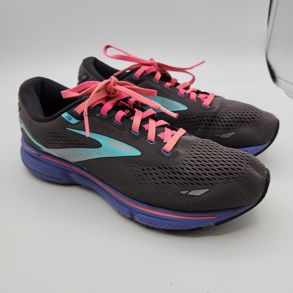 Brooks Ghost 15 1203801B079 Running Shoes Women's 8.5 Gray Upper Mesh Round Toe